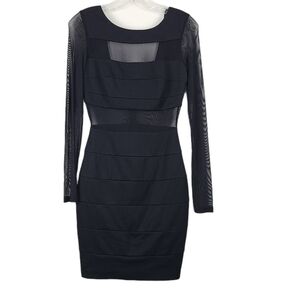 Ark & Co Black Mesh Banded‎ Mini Dress - Small